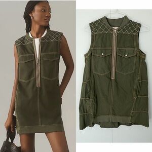 PILCRO x ANTHROPOLOGIE Sleeveless Utility Mini Dress in Green